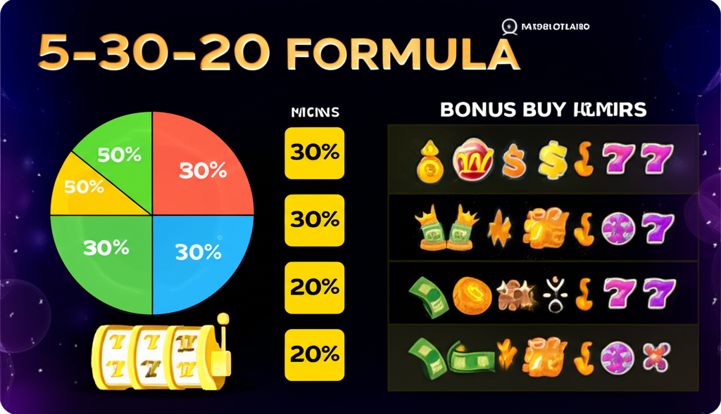 อินโฟกราฟิกสูตรจัดการงบประมาณ 50-30-20 สำหรับการเล่นสล็อตออนไลน์กับ ufaslotland
