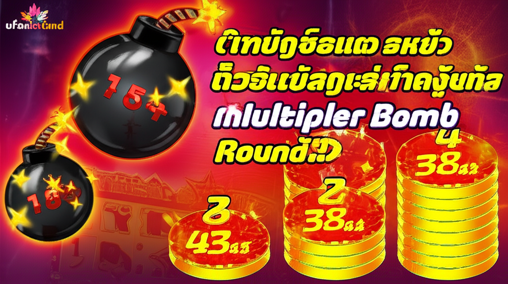อินโฟกราฟิกอธิบายฟีเจอร์ Multiplier Bomb และ Multiplier สะสมในรอบฟรีสปินเกมสล็อต