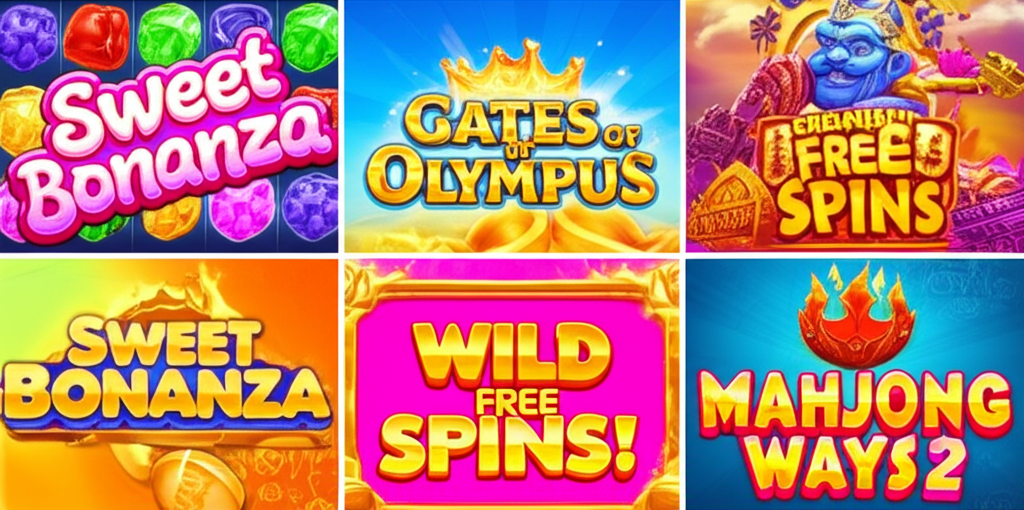 ภาพหน้าจอเกมสล็อตยอดนิยม Sweet Bonanza, Gates of Olympus และ Mahjong Ways 2 ที่แสดงฟีเจอร์ Wild เพิ่มและฟีเจอร์พิเศษอื่นๆ