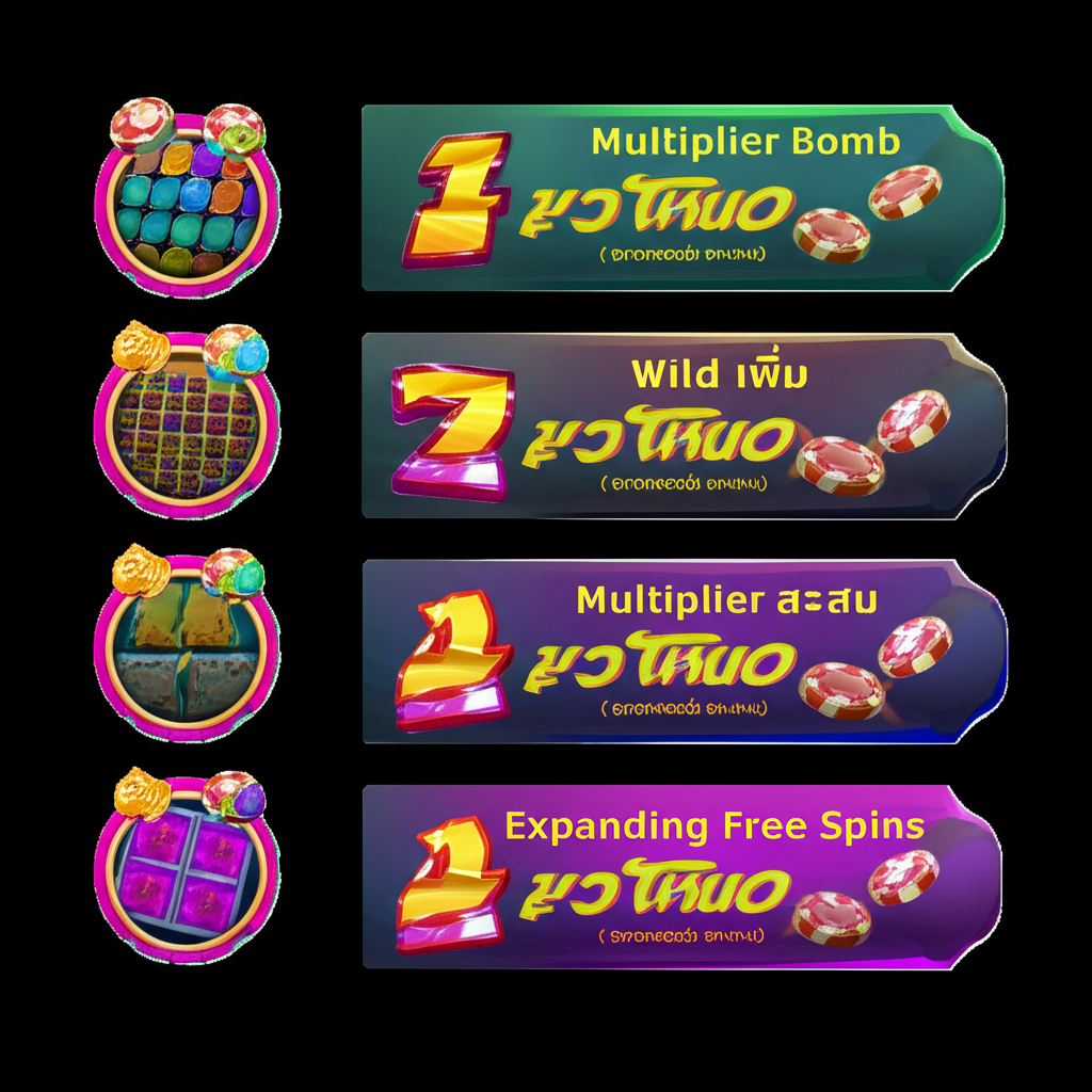 เปรียบเทียบฟีเจอร์ตัวคูณในเกมสล็อตยอดนิยม เช่น Multiplier Bomb, Wild เพิ่ม, Multiplier สะสม และ Expanding Free Spins