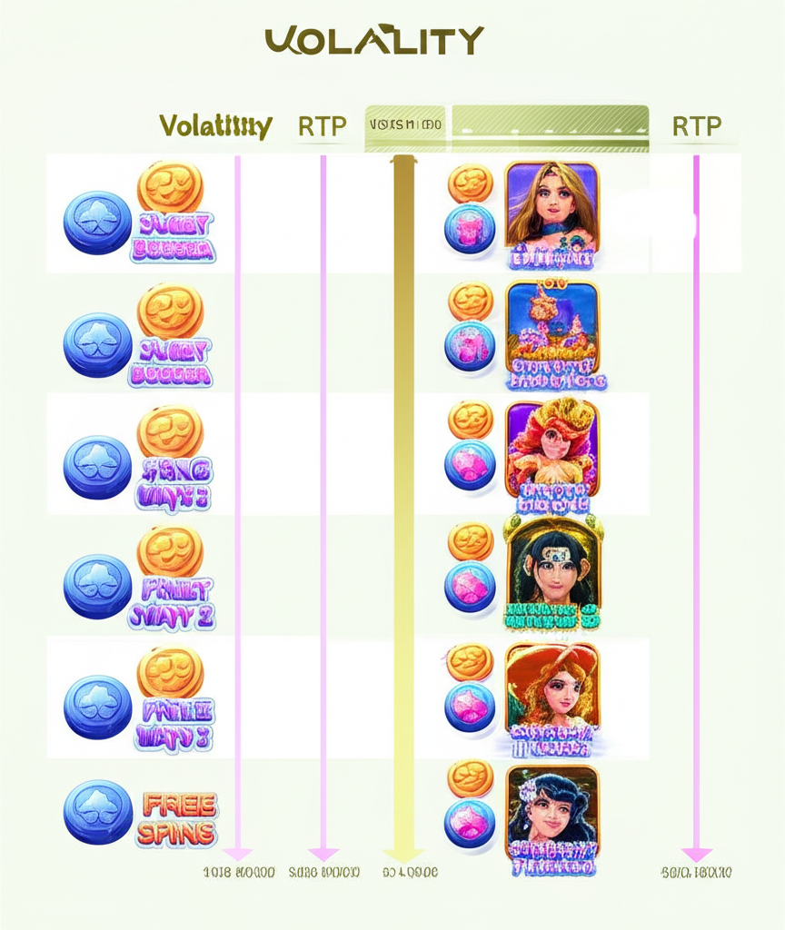 ตารางเปรียบเทียบความผันผวนและ RTP ของเกมสล็อตยอดนิยมใน ufaslotland เพื่อช่วยเลือกเกมให้เหมาะสมกับงบประมาณและสไตล์การเล่น