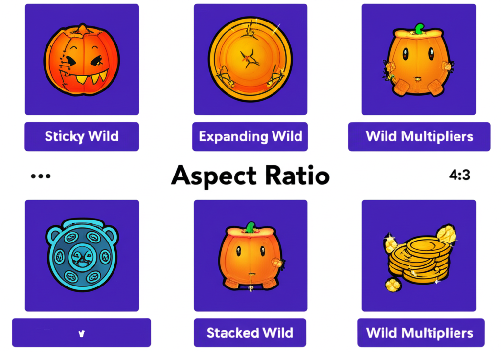 อินโฟกราฟิกแสดงประเภทของสัญลักษณ์ Wild ในเกมสล็อต เช่น Sticky Wild, Expanding Wild, Stacked Wild และ Wild Multipliers
