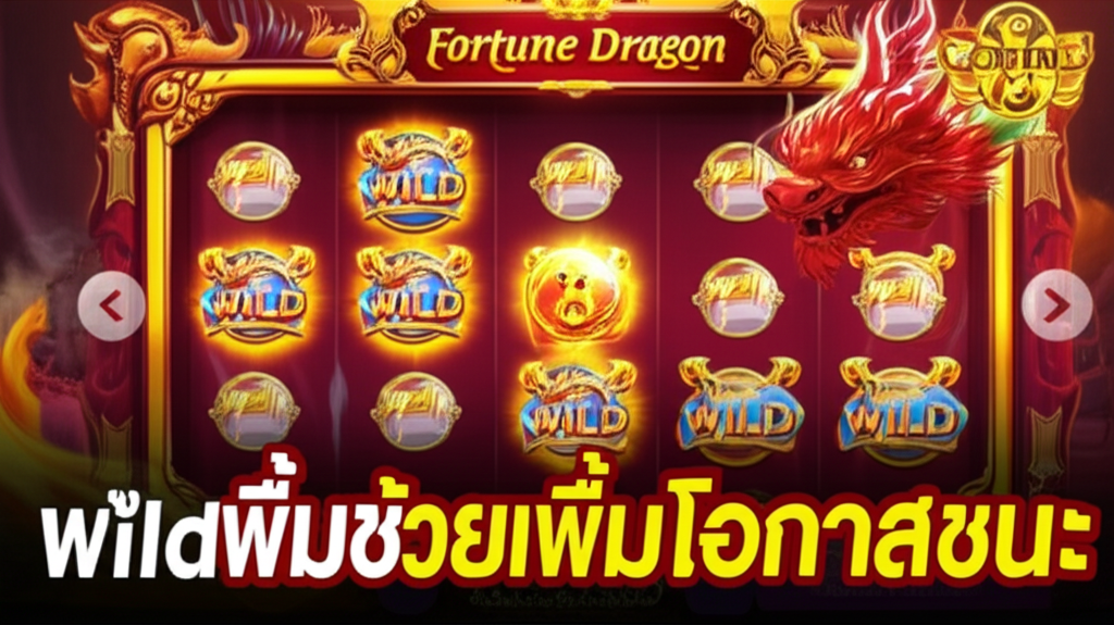 ภาพประกอบฟีเจอร์ Wild เพิ่มในช่วงฟรีสปินจากเกม Fortune Dragon พร้อมคำอธิบายวิธีเพิ่มโอกาสชนะ