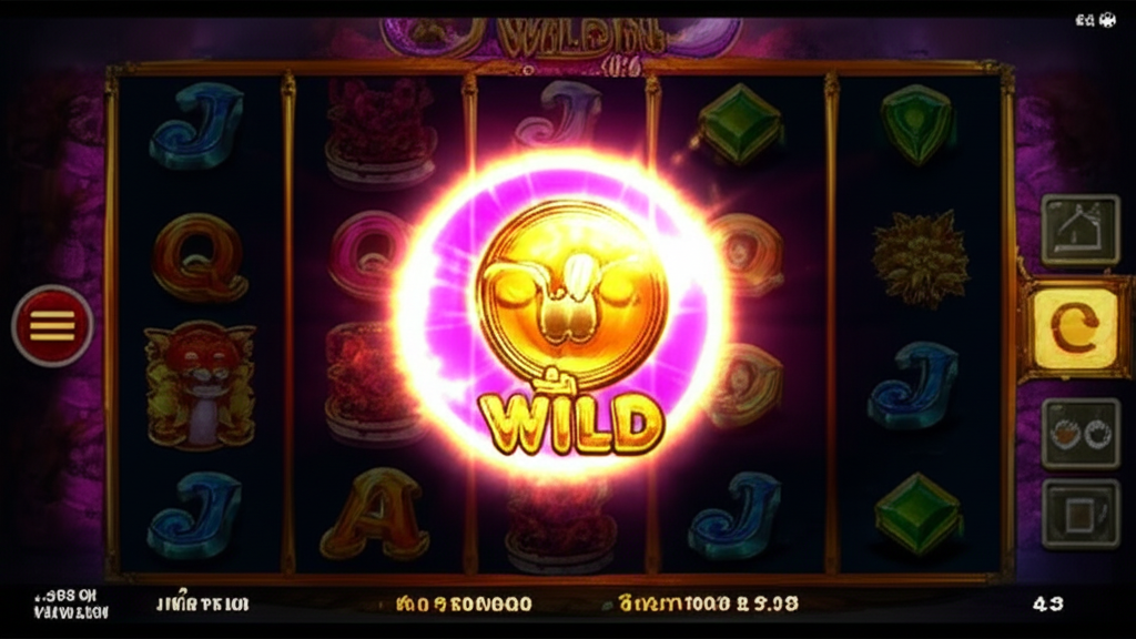 ภาพโคลสอัพฟีเจอร์ Wild เพิ่มในเกมสล็อตออนไลน์ ขณะอยู่ในโหมดฟรีสปิน แสดงสัญลักษณ์ Wild ที่สว่างและขยายตัว